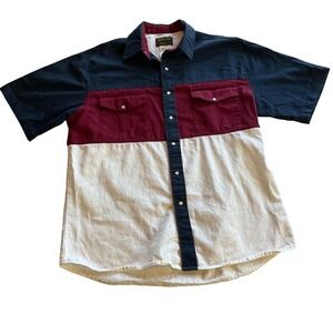 Rustler by Wrangler Mens Short Sleeve Color Block Western Shirt Size L